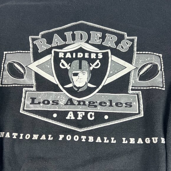 VTG 90s NFL Los Angeles Raiders AFC Sweatshirt Extra Large Black Faded Crewneck - Picture 2 of 15